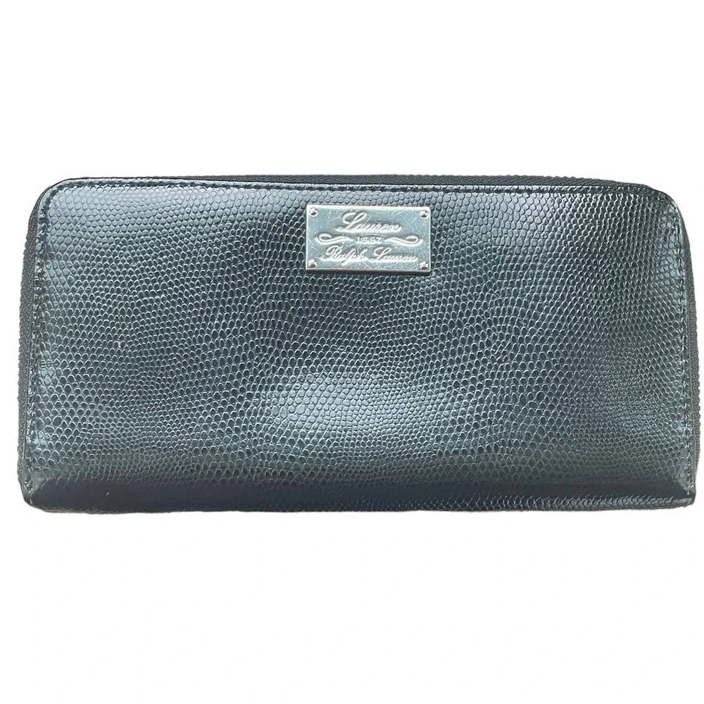 Lauren Ralph Lauren Newbury Full-Zip Black Leather Wallet